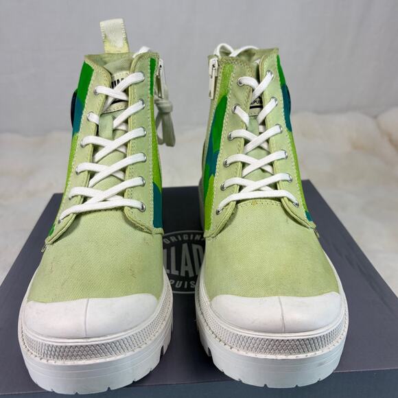 Palladium Pallabase Twill Boots Womens 7 Green Camo Custom Streetwear Artist - Picture 6 of 15